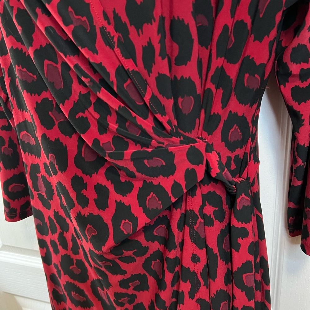 NWT Anne Klein Red and Black Animal Print Dress - Picture 3 of 5